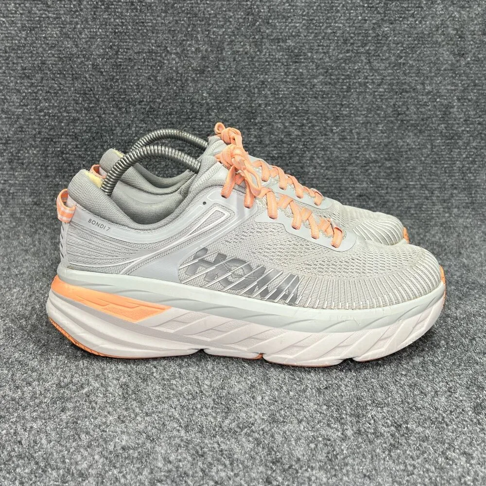 Hoka Bondi 7 Running Shoes Women's‎ Size 8.5 Grey Athletic Training Run Sneakes